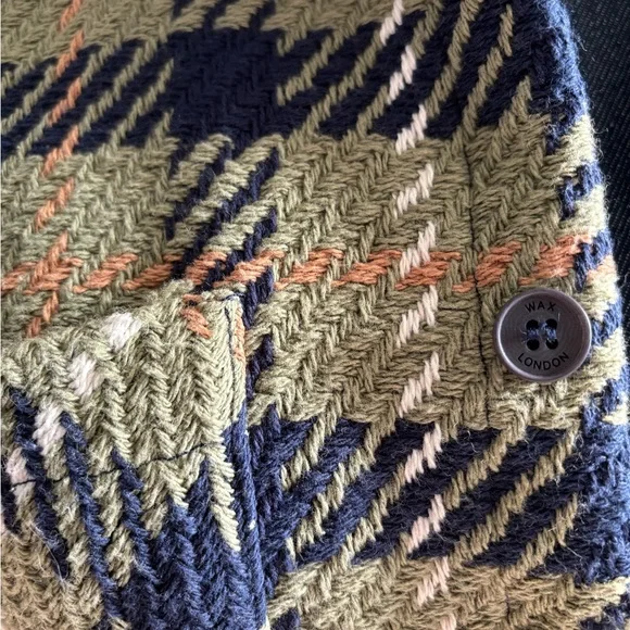 Wax London Cotton Button-Up in Green and Blue - Picture 3 of 7